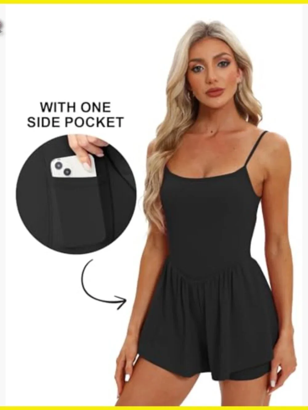 Sleeveless Athletic Romper Spaghetti Strap Double Lined Shorts Jumpsuit Summer